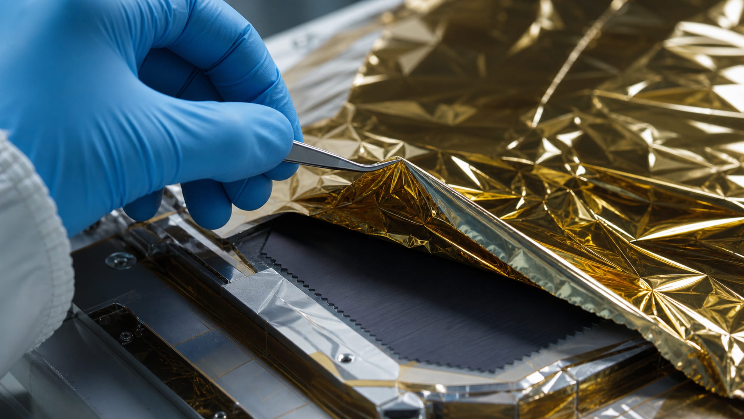 A serialized asset label being checked against the packing record before a unit is boxed.